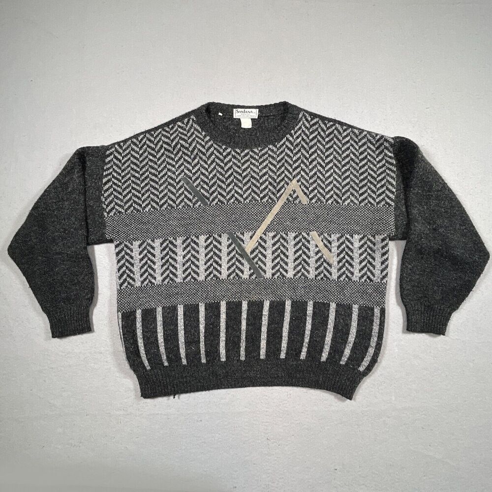 VTG Santana‎ Ltd St John Sweater Pullover Gray Made In Italy Art Deco Wool Blend